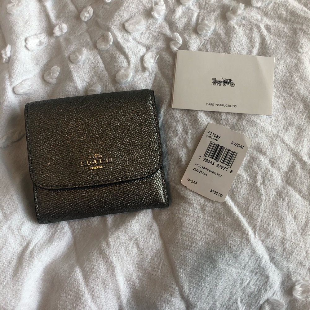 Coach Gunmetal Small Trifold Wallet